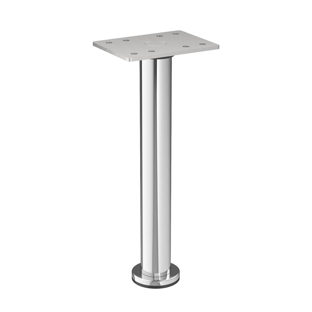 Richelieu 7-7/8 in. Chrome Round Furniture Leg with Leveling Glide, Stainless Steel 201