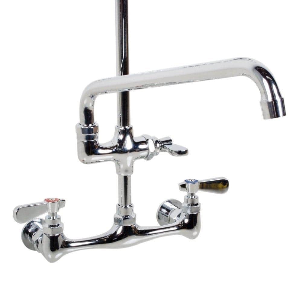SABA Commercial Pull Down 2-Handle Wall Mount Pre-Rinse Faucet in Chrome