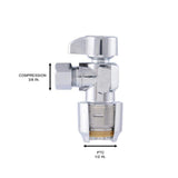 SharkBite 1/2 in. Push-to-Connect x 3/8 in. O.D. Compression Chrome-Plated Brass Quarter-Turn Angle Stop Valve