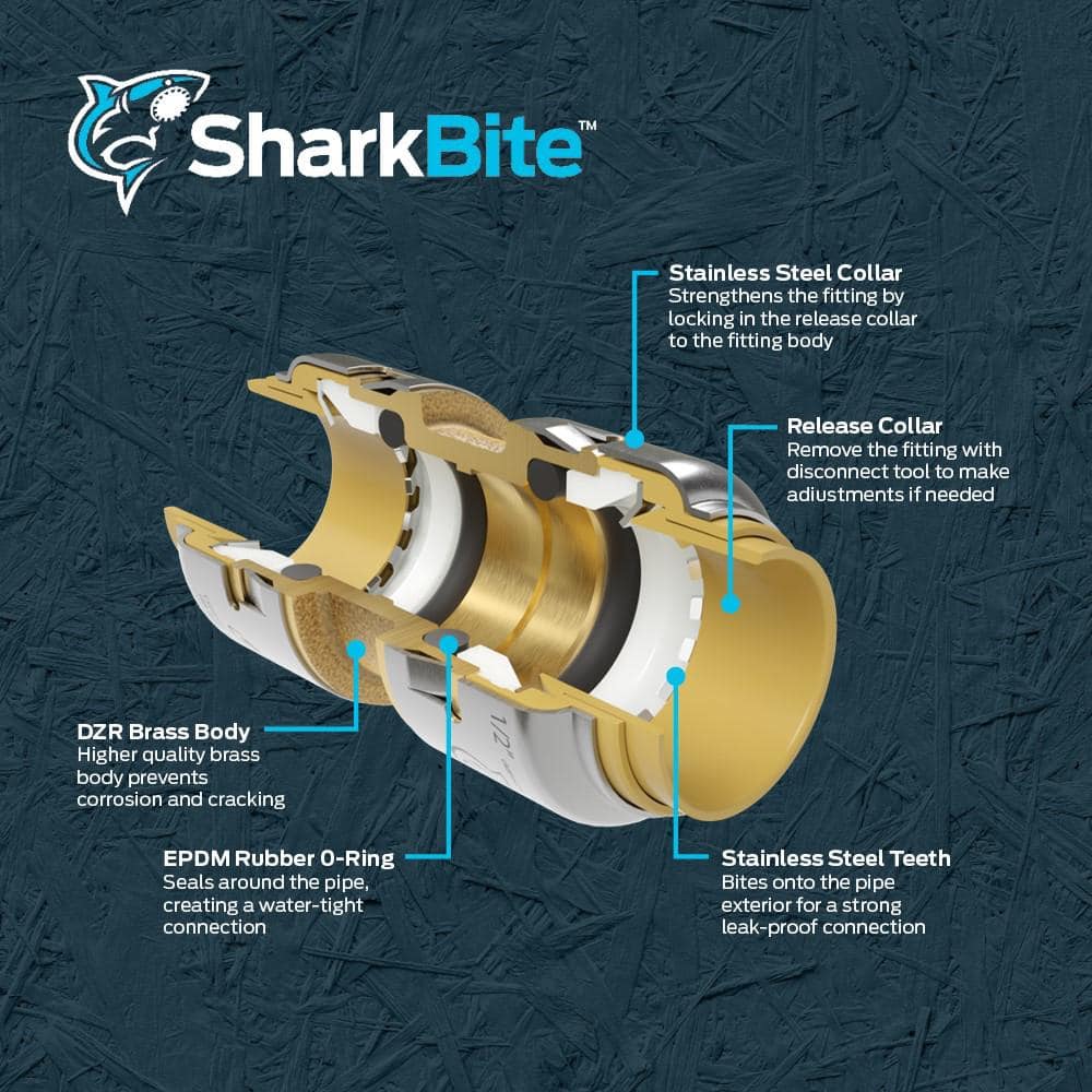 SharkBite 1/2 in. Push-to-Connect x 3/8 in. O.D. Compression Chrome-Plated Brass Quarter-Turn Straight Stop Valve