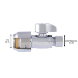 SharkBite 1/2 in. Push-to-Connect x 3/8 in. O.D. Compression Chrome-Plated Brass Quarter-Turn Straight Stop Valve