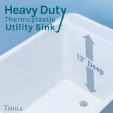 TEHILA 17.75 in. x 23.25 in. Thermoplastic Space Saver Utility Sink with Chrome Sprayer