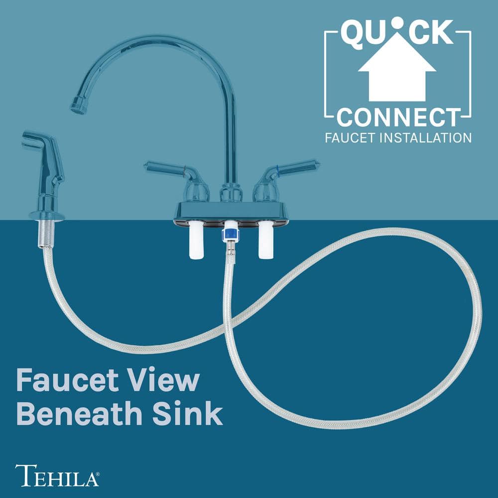 TEHILA 17.75 in. x 23.25 in. Thermoplastic Space Saver Utility Sink with Chrome Sprayer