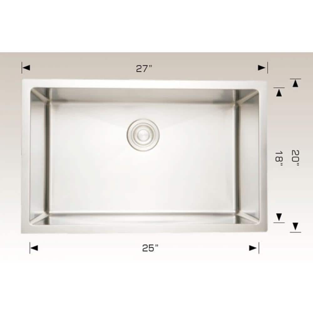 Stainless Steel Undermount Laundry Sink 27x20x14 in 16GS-27602
