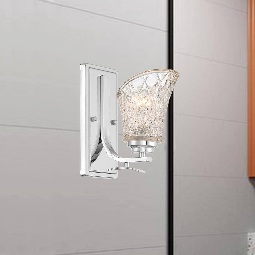 Vanity Art 1-Light Dimmable Chrome Wall Armed Sconce