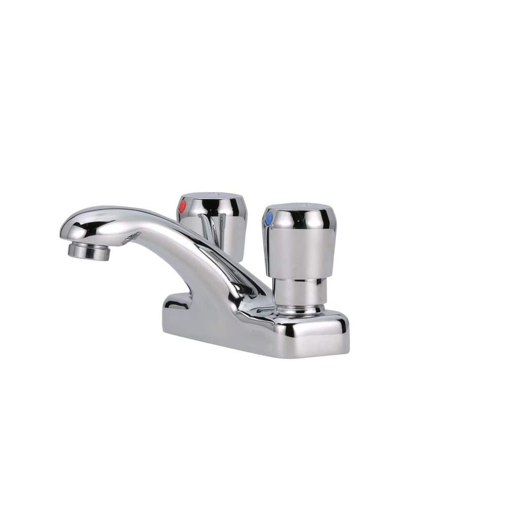 Zurn AquaSpec Metering Faucet, Deck Mount, 0.5 GPM Vandal-Resistant Pressure-Compensating Spray, Push-Button Handles, Chrome