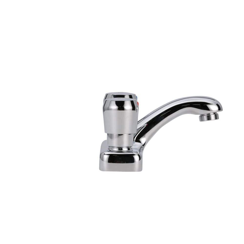 Zurn AquaSpec Metering Faucet, Deck Mount, 0.5 GPM Vandal-Resistant Pressure-Compensating Spray, Push-Button Handles, Chrome