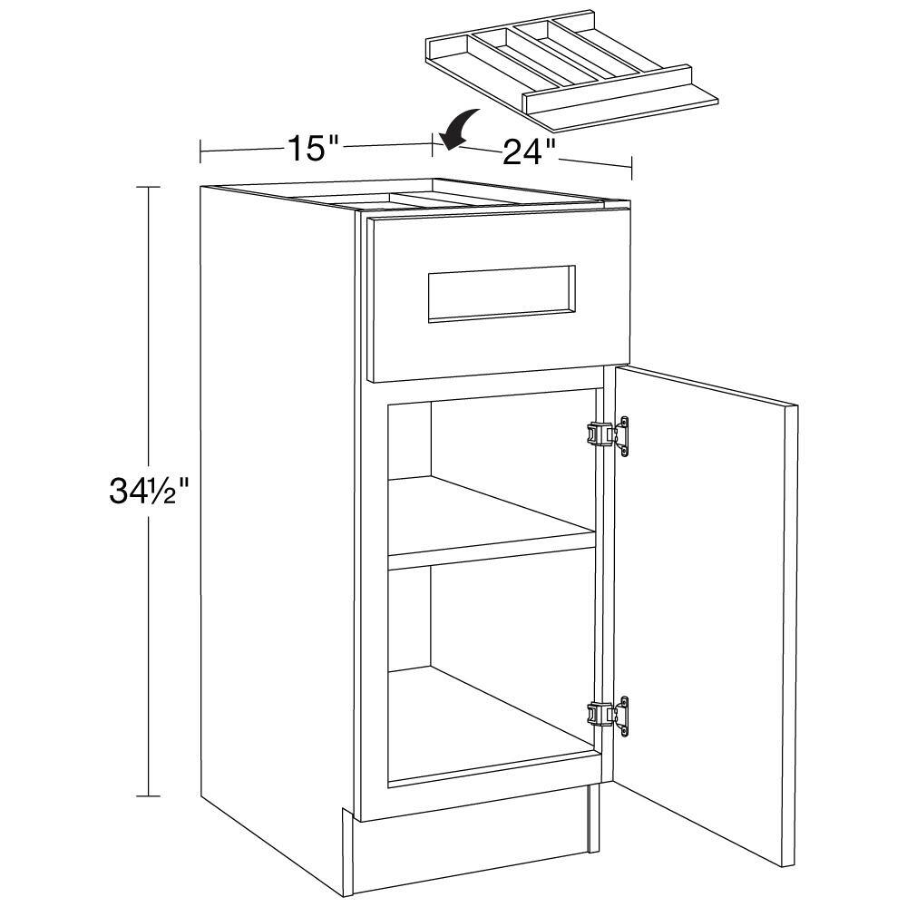 Newport 15 in. W x 24 in. D x 34.5 in. H Assembled Plywood Base Kitchen Cabinet in Cinnamon with Utility Soft Close RH