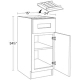 Newport 15 in. W x 24 in. D x 34.5 in. H Assembled Plywood Base Kitchen Cabinet in Cinnamon with Utility Soft Close RH