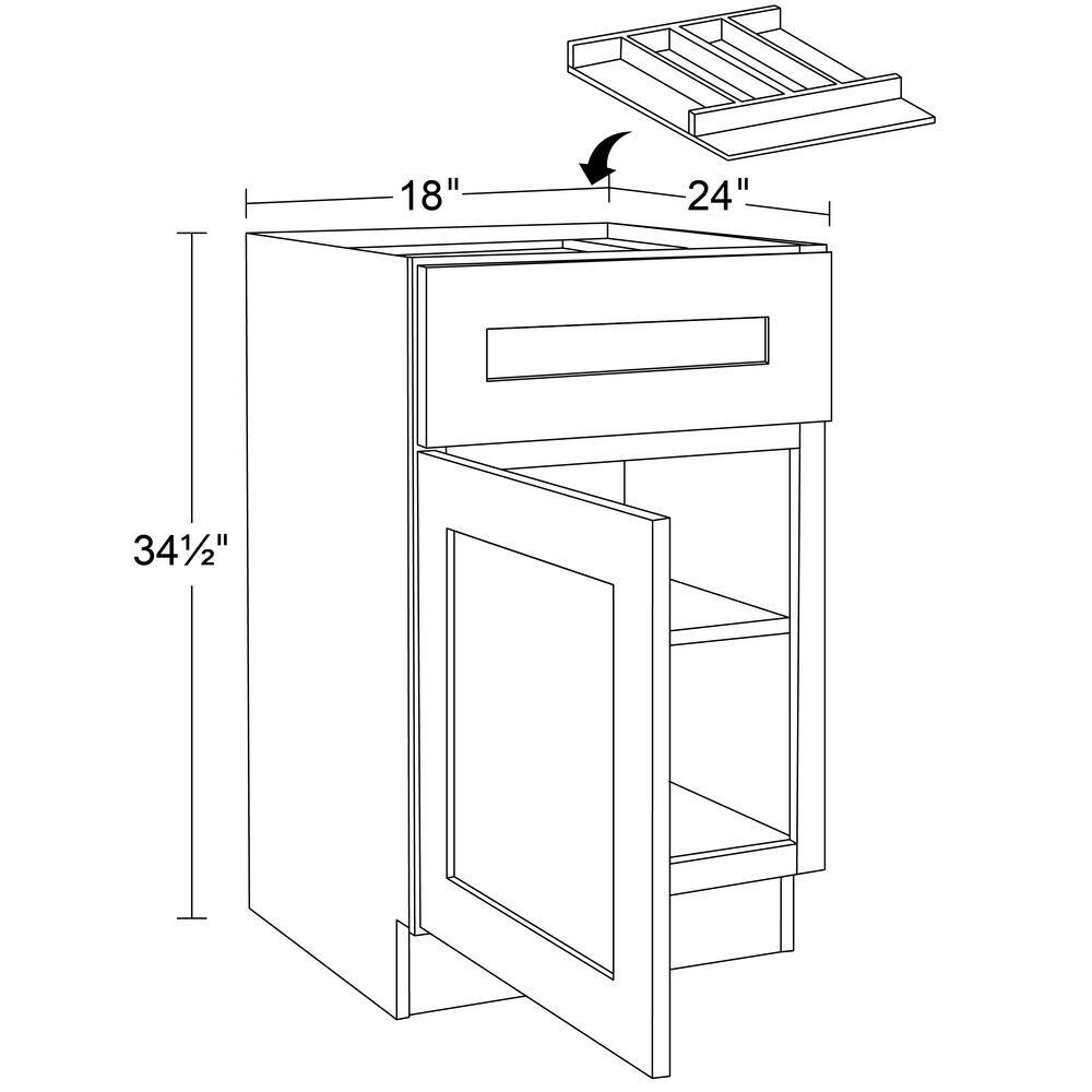 Newport 18 in. W x 24 in. D x 34.5 in. H Assembled Plywood Base Kitchen Cabinet in Cinnamon with Utility Soft Close LH