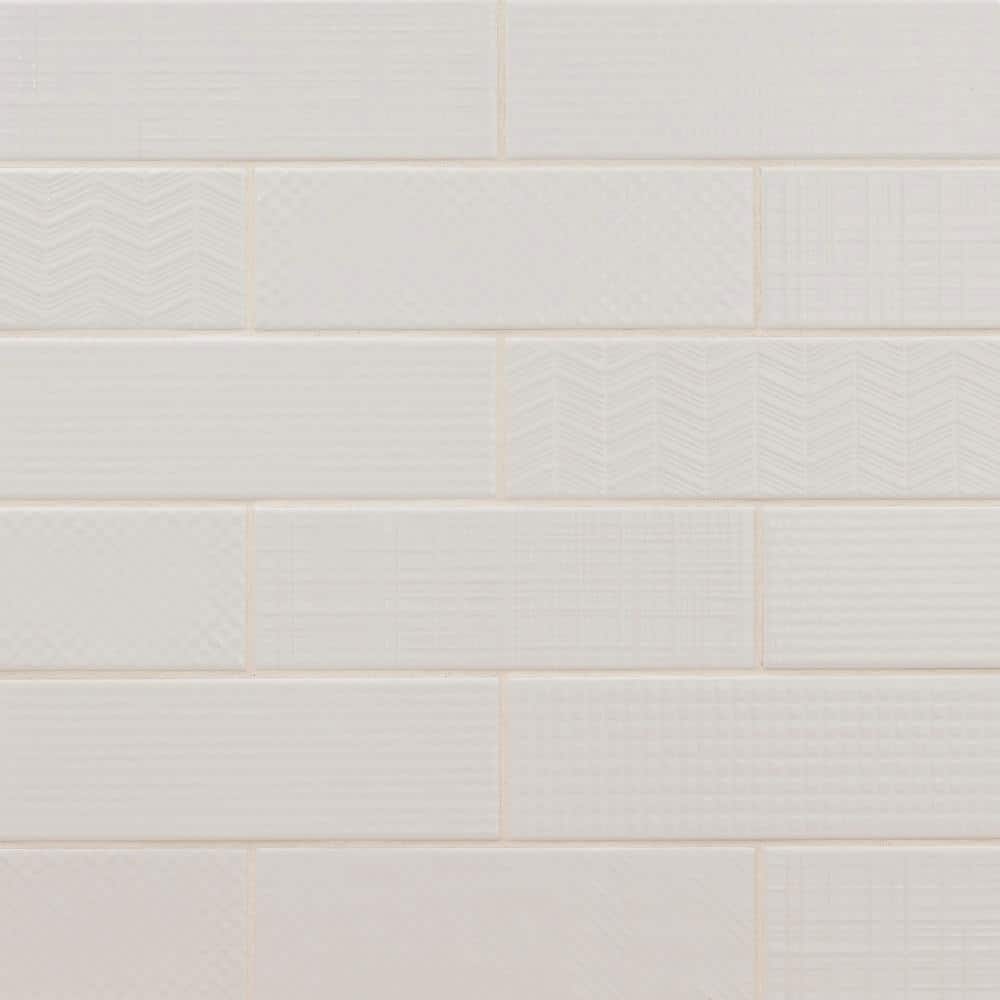 MSI Citylights Pure 3D Mix 12 in. x 4 in. Glossy Ceramic White Textured Subway Tile (9.9 sq. ft. / case)