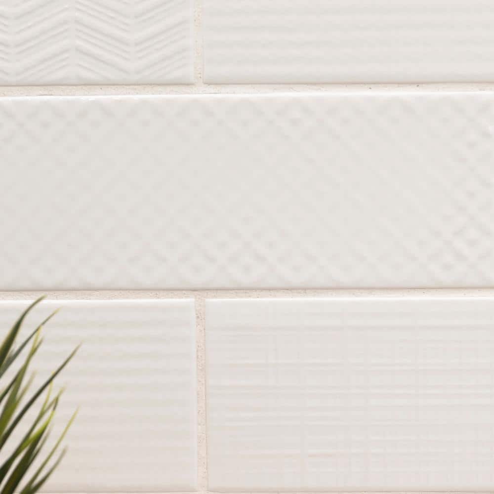 MSI Citylights Pure 3D Mix 12 in. x 4 in. Glossy Ceramic White Textured Subway Tile (9.9 sq. ft. / case)