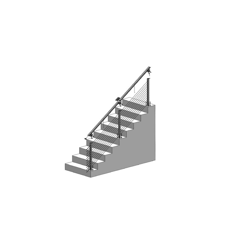 CityPost 10 ft. Stair Cable Railing, 36 in. Base Mount, Bronze