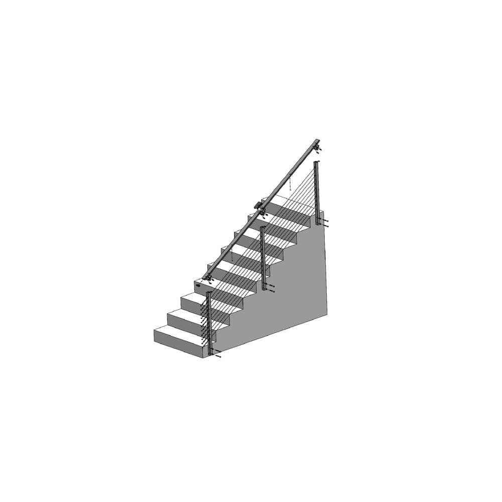 CityPost 10 ft. Stair Cable Railing, 36 in. Face Mount in Grey