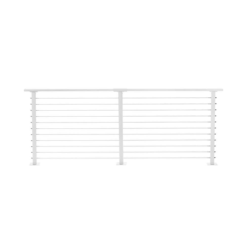 CityPost 10 ft. Deck Cable Railing, 36 in. Base Mount, White