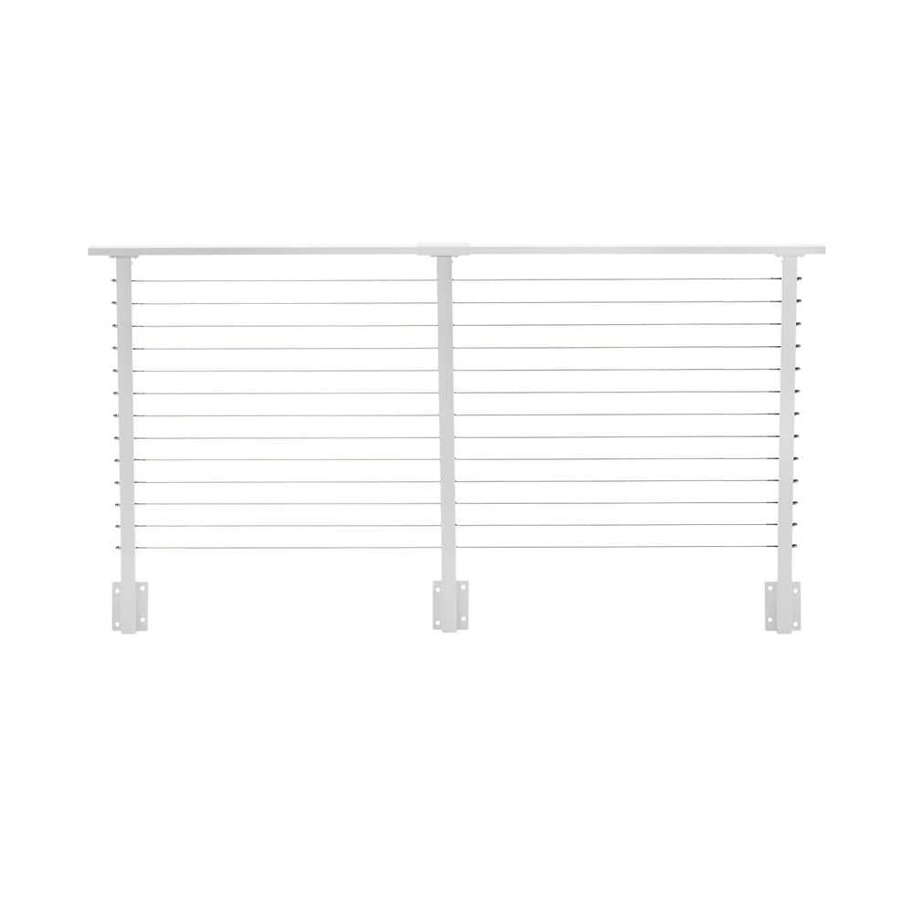 CityPost 10 ft. Deck Cable Railing, 42 in. Face Mount in White