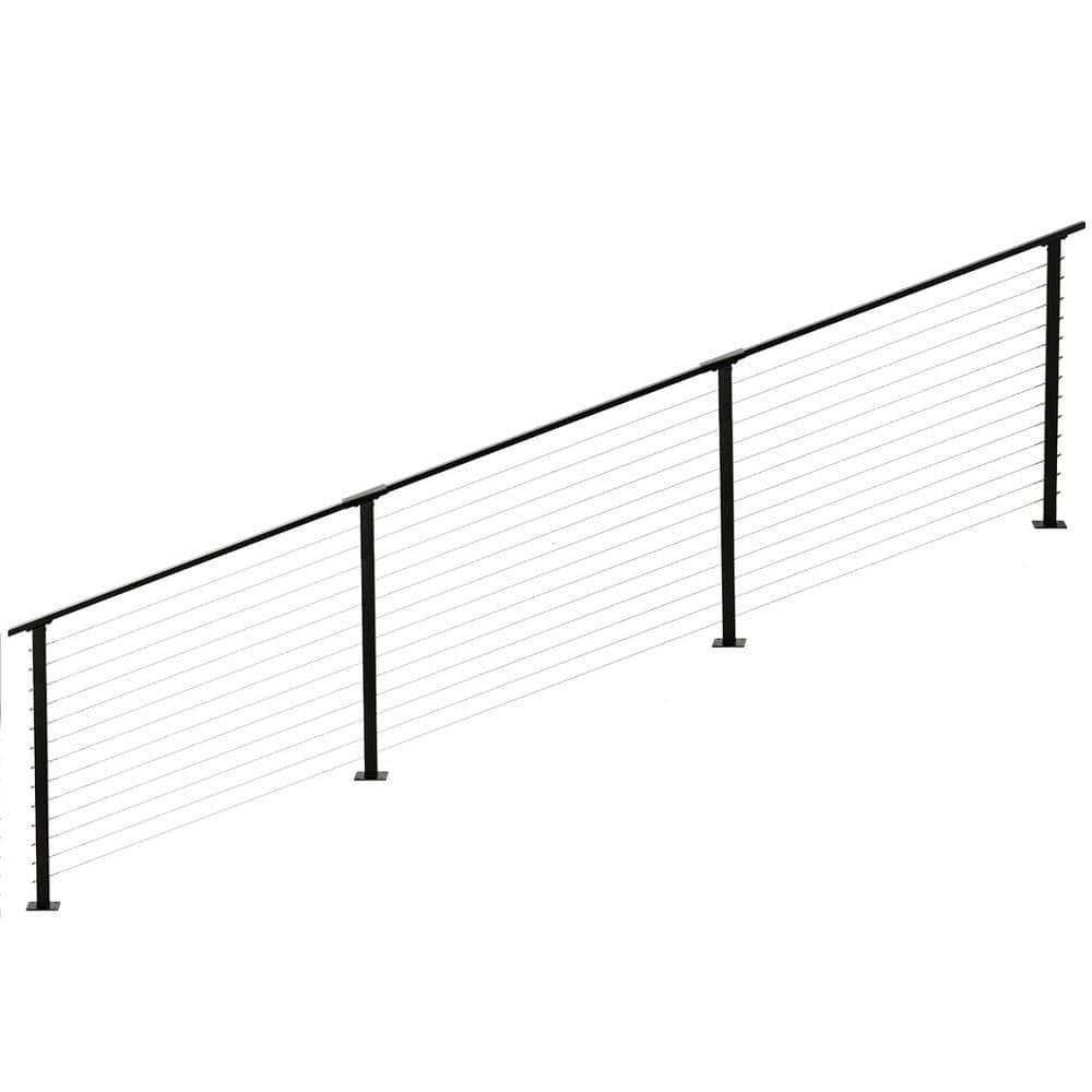 CityPost 14 ft. Stair Cable Railing, 42 in. Base Mount, Black