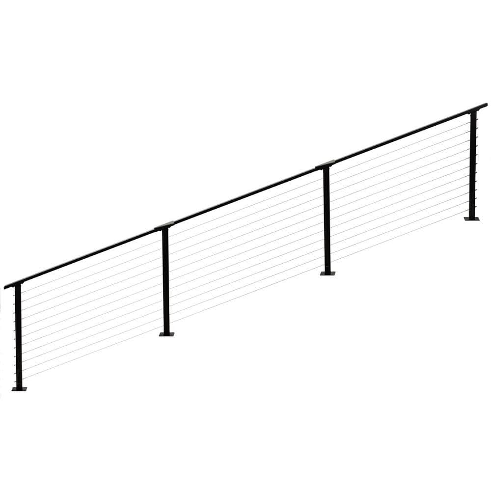CityPost 14 ft. Black Stair Cable Railing 36 in. Base Mount