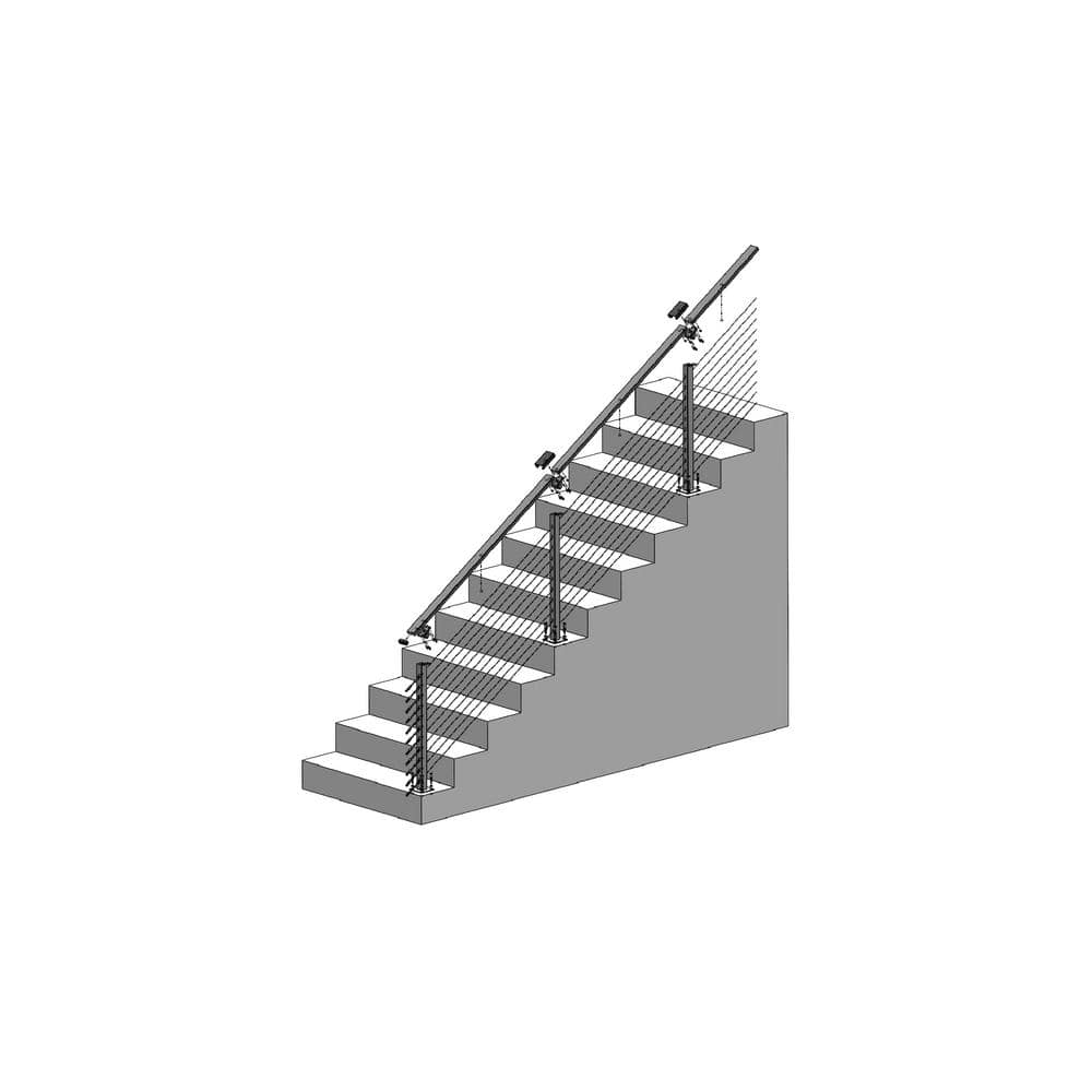 CityPost 20 ft. Stair Cable Railing, Bronze