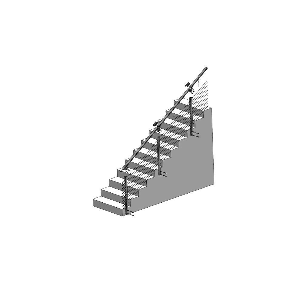 CityPost 22 ft. Stair Cable Railing, 42 in. Face Mount, Grey