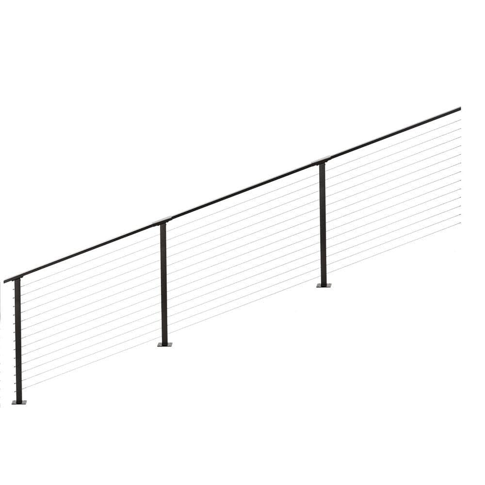 CityPost 24 ft. Stair Cable Railing: 42 in. Base Mount: Bronze