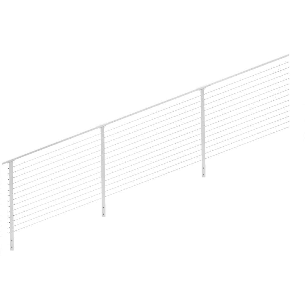 CityPost 28 ft. White Stair Cable Railing 42 in. Face Mount
