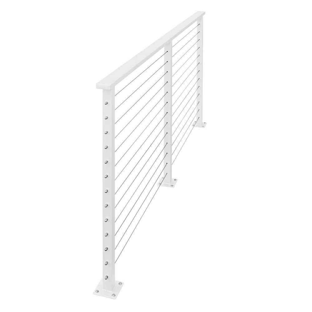 CityPost 34 ft. Deck Cable Railing, 42 in. Base Mount, White