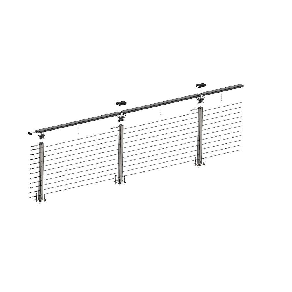 CityPost 38 ft. x 42 in. Bronze Deck Cable Railing, Base Mount