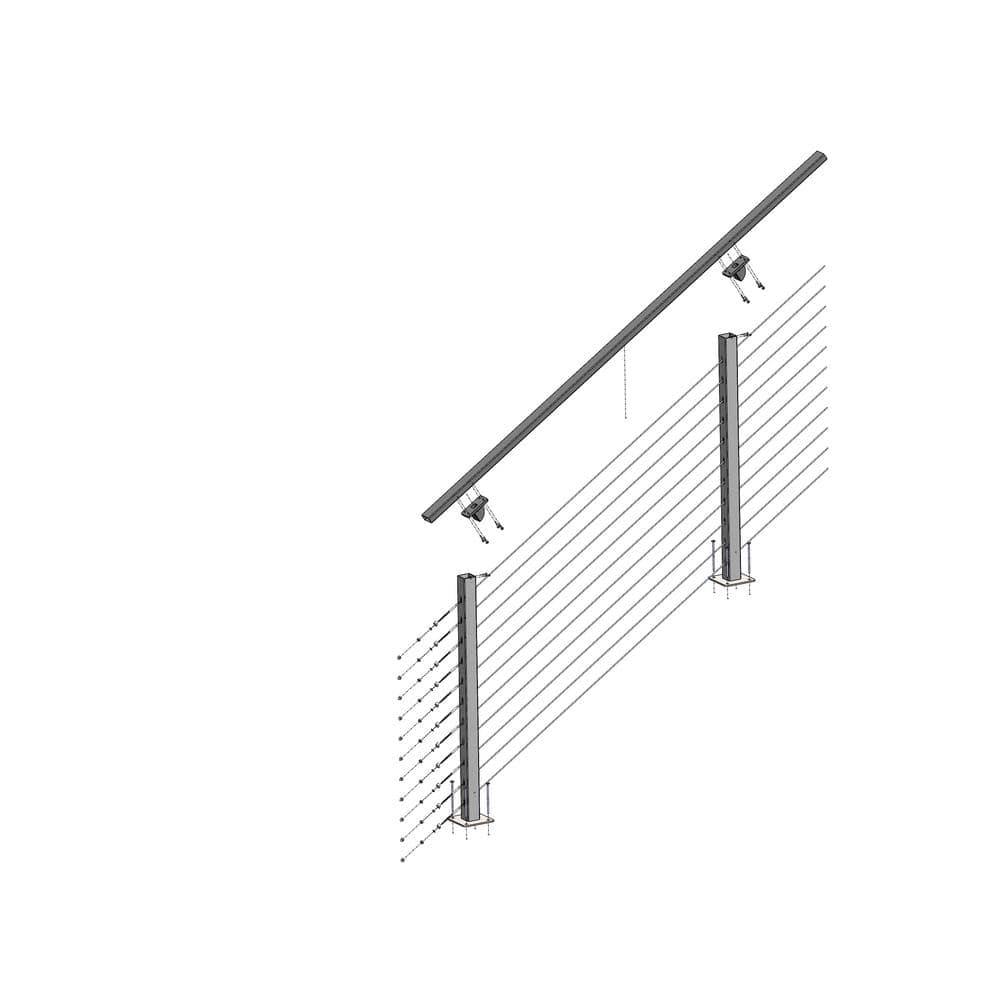 CityPost 4 ft. Stair Cable Railing, 42 in. Face Mount, Bronze