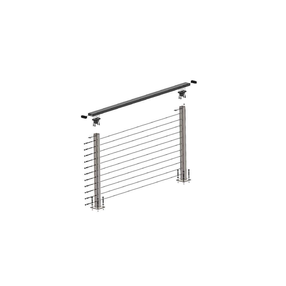 CityPost 6 ft. Deck Cable Railing, 36 in. Base Mount, Black