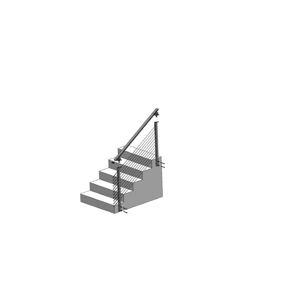 CityPost 6 ft. Stair Cable Railing, 36 in. Face Mount in Grey