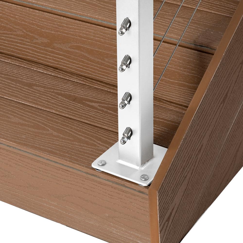 CityPost 6 ft. Stair Cable Railing, 36 in. Base Mount in White