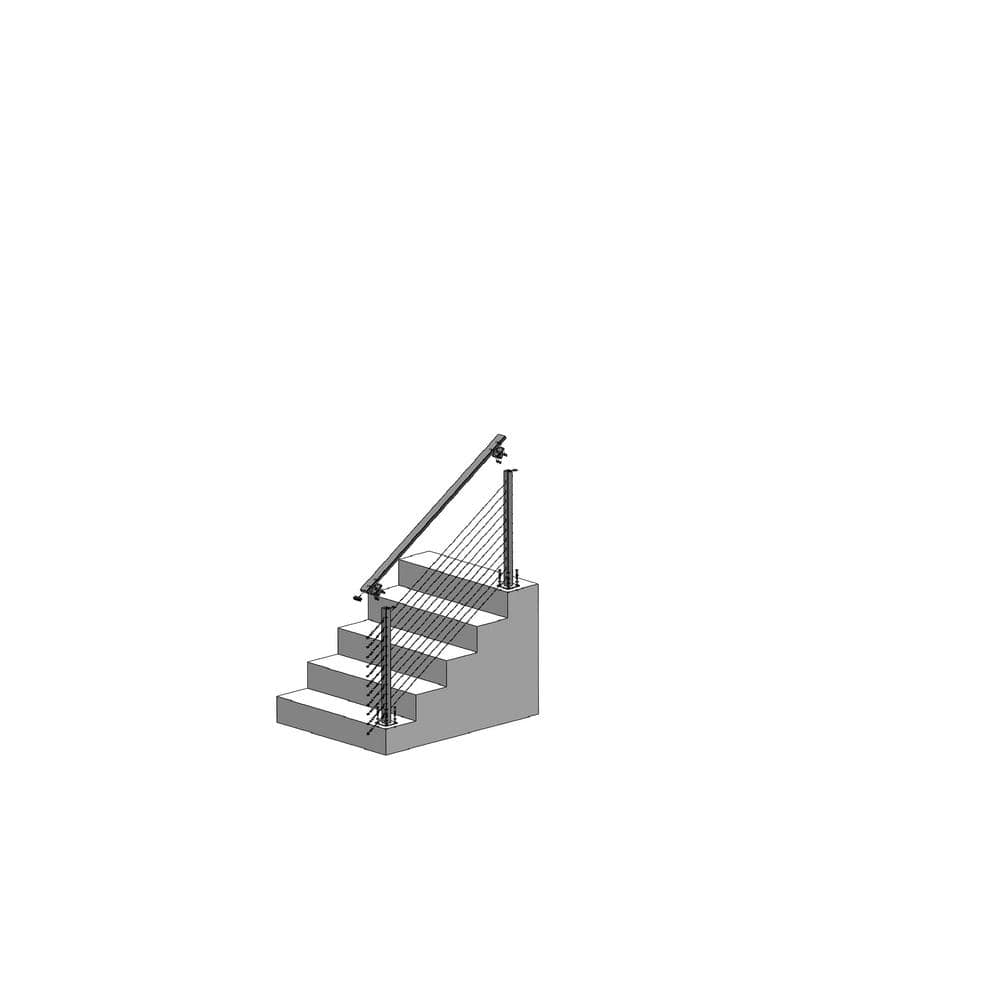 CityPost 6 ft. Stair Cable Railing, 36 in. Base Mount in White