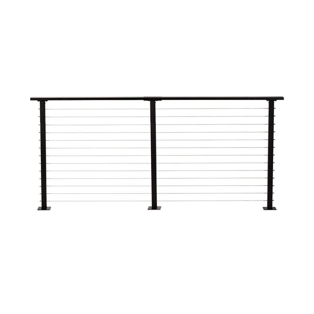 CityPost 8 ft. Deck Cable Railing, 42 in. Base Mount, Black