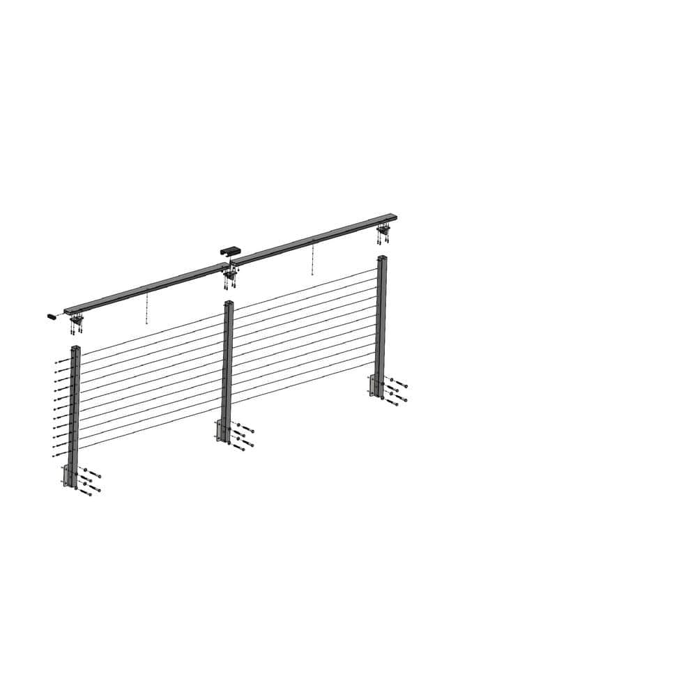 CityPost 8 ft. Deck Cable Railing, 42 in. Face Mount, Black
