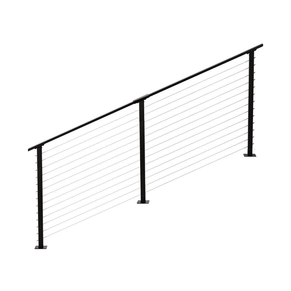 CityPost 8 ft. Black Stair Cable Railing