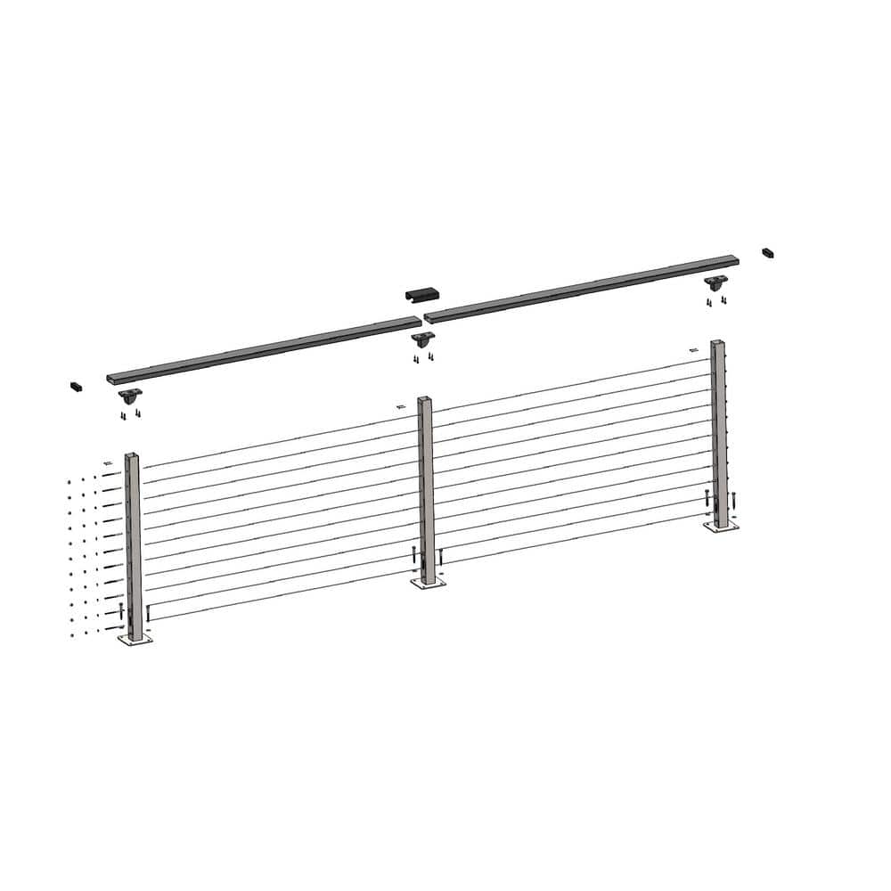 CityPost 8 ft. White Deck Cable Railing
