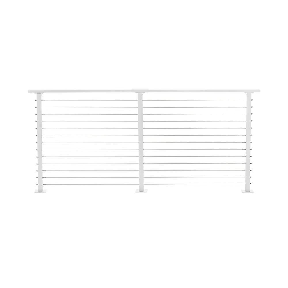 CityPost 8 ft. Deck Cable Railing, 42 in. Base Mount, White