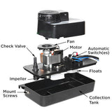 Beckett Pumps CL202UL condensate pump - installed context (Voltage: 230V; Horse Power: 1/30)