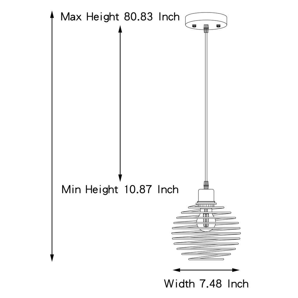 Vanity Art 60-Watt 1-Light Classic Black Plus Brass Dust Shaded Globe Single Pendant Light with Metal Shade, No Bulbs Included