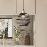 Vanity Art 60-Watt 1-Light Classic Black Plus Brass Dust Shaded Globe Single Pendant Light with Metal Shade, No Bulbs Included
