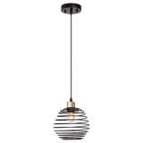 Vanity Art 60-Watt 1-Light Classic Black Plus Brass Dust Shaded Globe Single Pendant Light with Metal Shade, No Bulbs Included