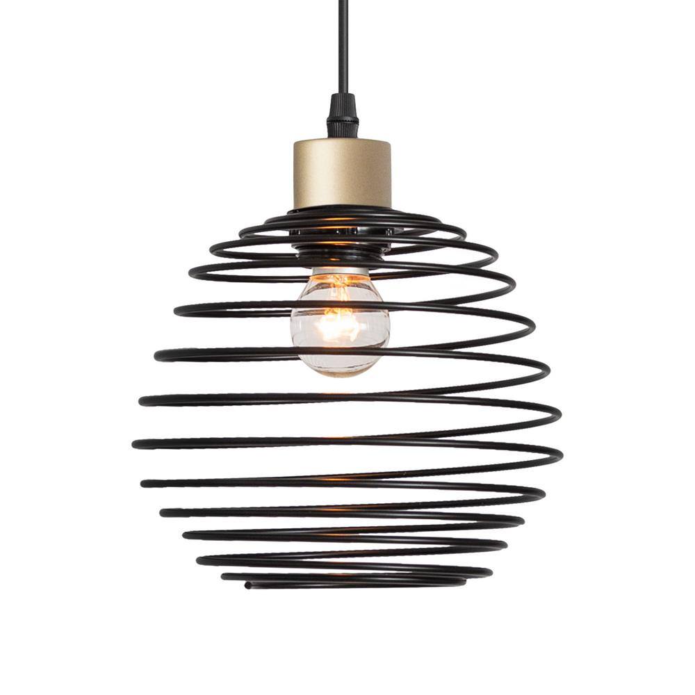 Vanity Art 60-Watt 1-Light Classic Black Plus Brass Dust Shaded Globe Single Pendant Light with Metal Shade, No Bulbs Included