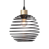 Vanity Art 60-Watt 1-Light Classic Black Plus Brass Dust Shaded Globe Single Pendant Light with Metal Shade, No Bulbs Included