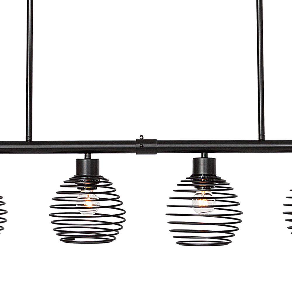 Vanity Art 60-Watt 6-Light Classic Black Shaded Globe Kitchen Island Linear Pendant Light with Metal Shade, No Bulbs Included