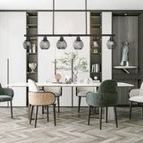 Vanity Art 60-Watt 6-Light Classic Black Shaded Globe Kitchen Island Linear Pendant Light with Metal Shade, No Bulbs Included