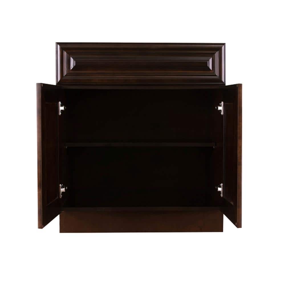 LIFEART CABINETRY Edinburgh Espresso Plywood Raised Panel Stock Assembled Base Kitchen Cabinet (27 in. W x 34.5 in. H x 24 in. D)
