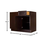 LIFEART CABINETRY Edinburgh Espresso Plywood Raised Panel Stock Assembled Base Corner Kitchen Cabinet (45 in. W x 34.5 in. H x 24 in. D)