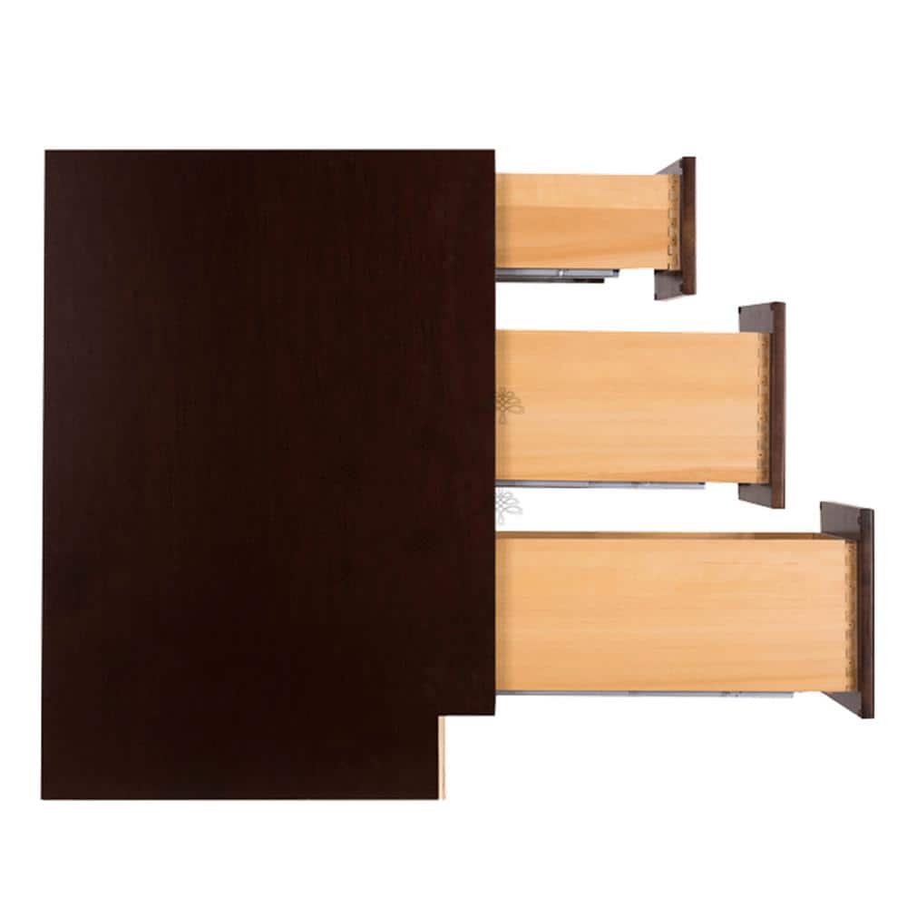 LIFEART CABINETRY Edinburgh Espresso Plywood Raised Panel Stock Assembled Base Drawer Kitchen Cabinet (21 in. W x 34.5 in. H x 24 in. D)