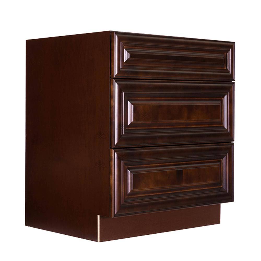 LIFEART CABINETRY Edinburgh Espresso Plywood Raised Panel Stock Assembled Base Drawer Kitchen Cabinet (30 in. W x 34.5 in. H x 24 in. D)